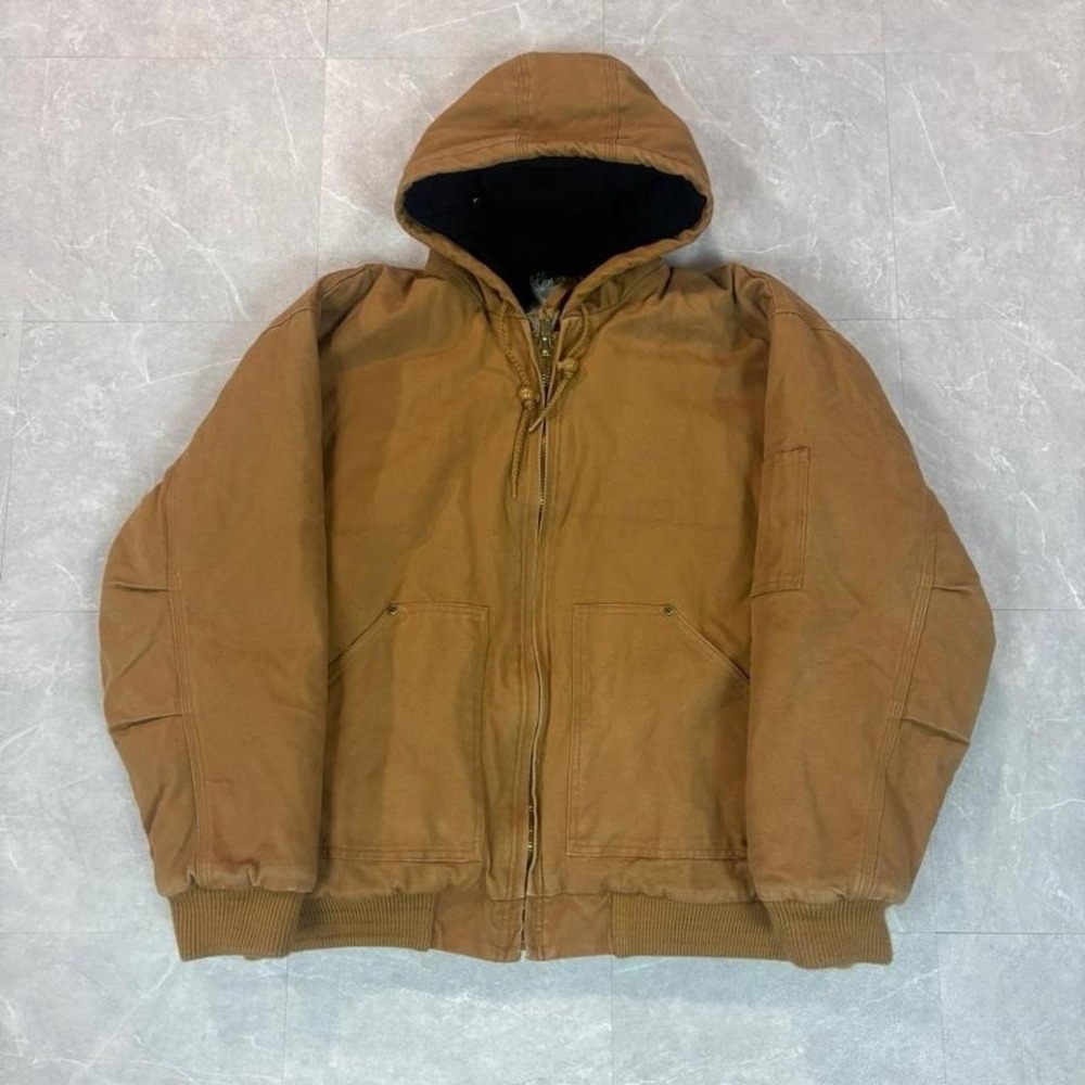 brown‎ canvas hooded jacket Size xl #workwear #canvas